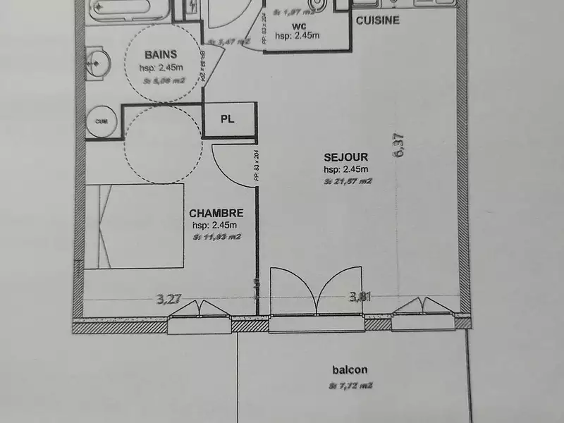 Appartement, 47 m²