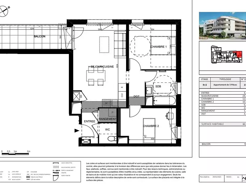 Appartement, 62,49 m²