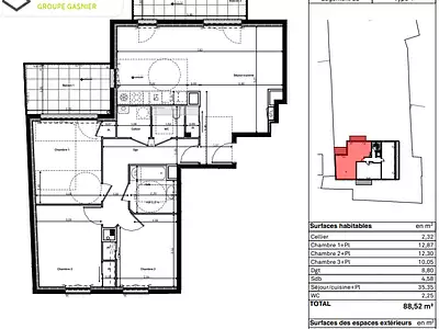 Appartement, 88,52 m²