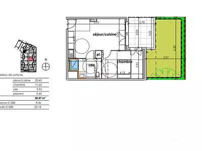 Appartement, 38 m²