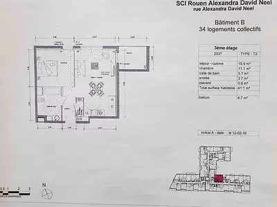 Appartement, 41,1 m²