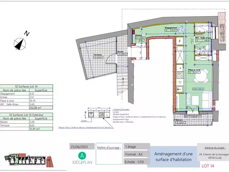 Appartement, 29 m²