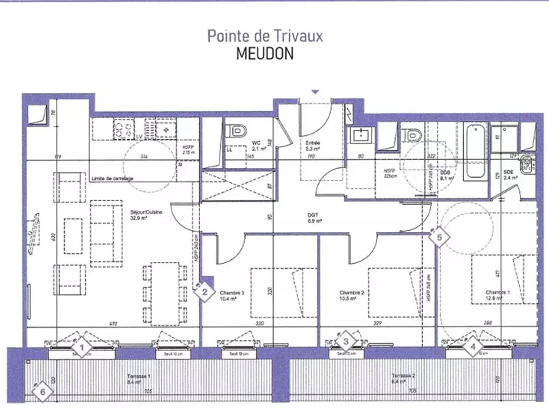 Appartement, 91,5 m²