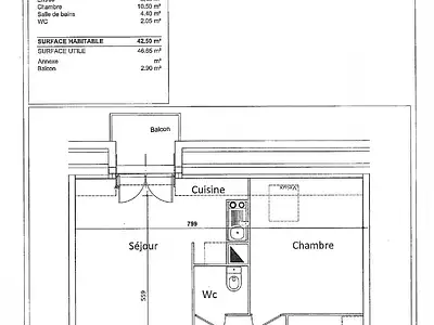 Appartement, 42,5 m²