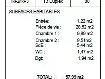 Appartement, 58 m²