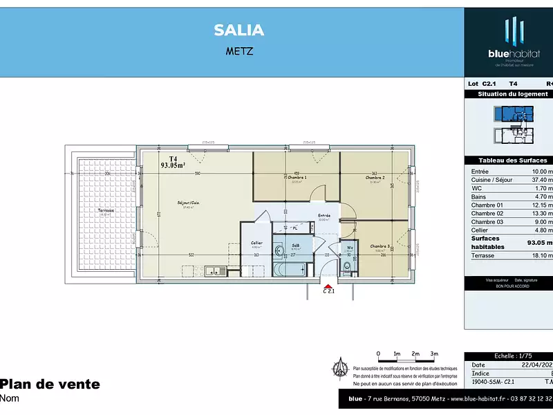 Appartement, 93,05 m²