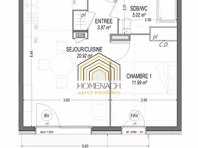Appartement, 41,8 m²