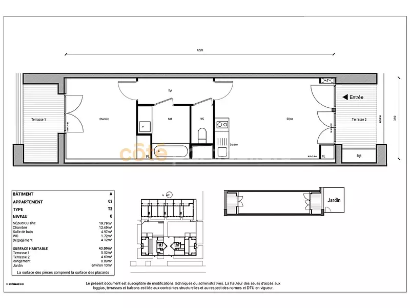 Appartement, 43,09 m²