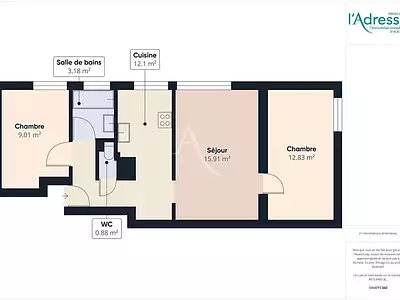 Appartement, 55,4 m²