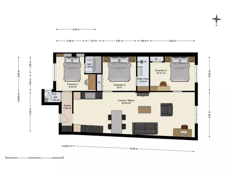 Appartement, 76 m²