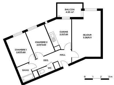 Appartement, 60 m²