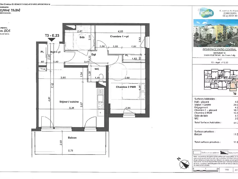 Appartement, 64,25 m²