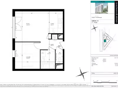 Appartement, 42,81 m²