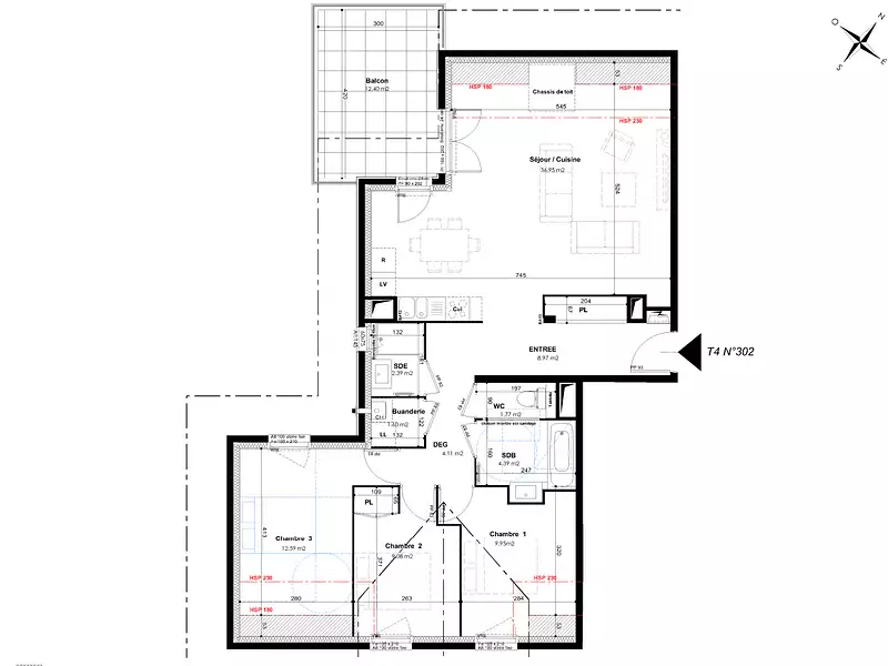 Appartement, 92 m²