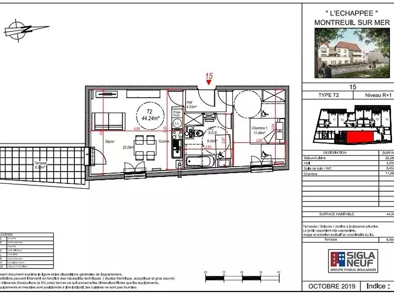 Appartement, 44,24 m²