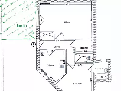 Appartement, 49,54 m²