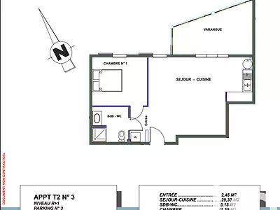 Appartement, 61 m²
