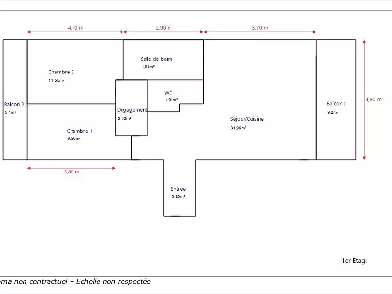 Appartement, 66 m²