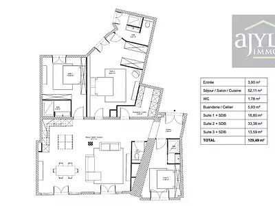 Appartement, 130 m²