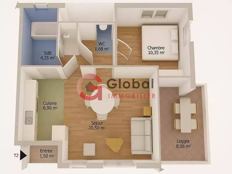 Appartement, 47,2 m²