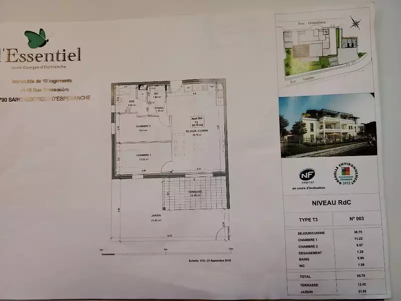 Appartement, 60,7 m²
