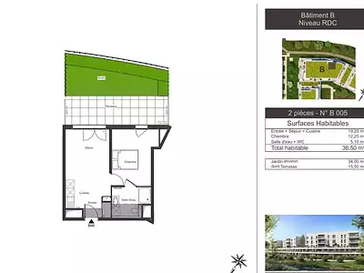 Appartement, 36,5 m²